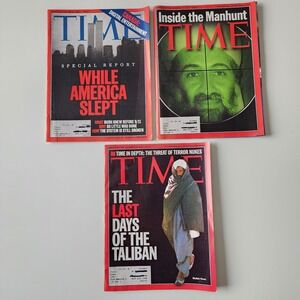 Time Magazine 9/11 War on Terror Bin Laden Twin Towers Taliban History Lot of 3